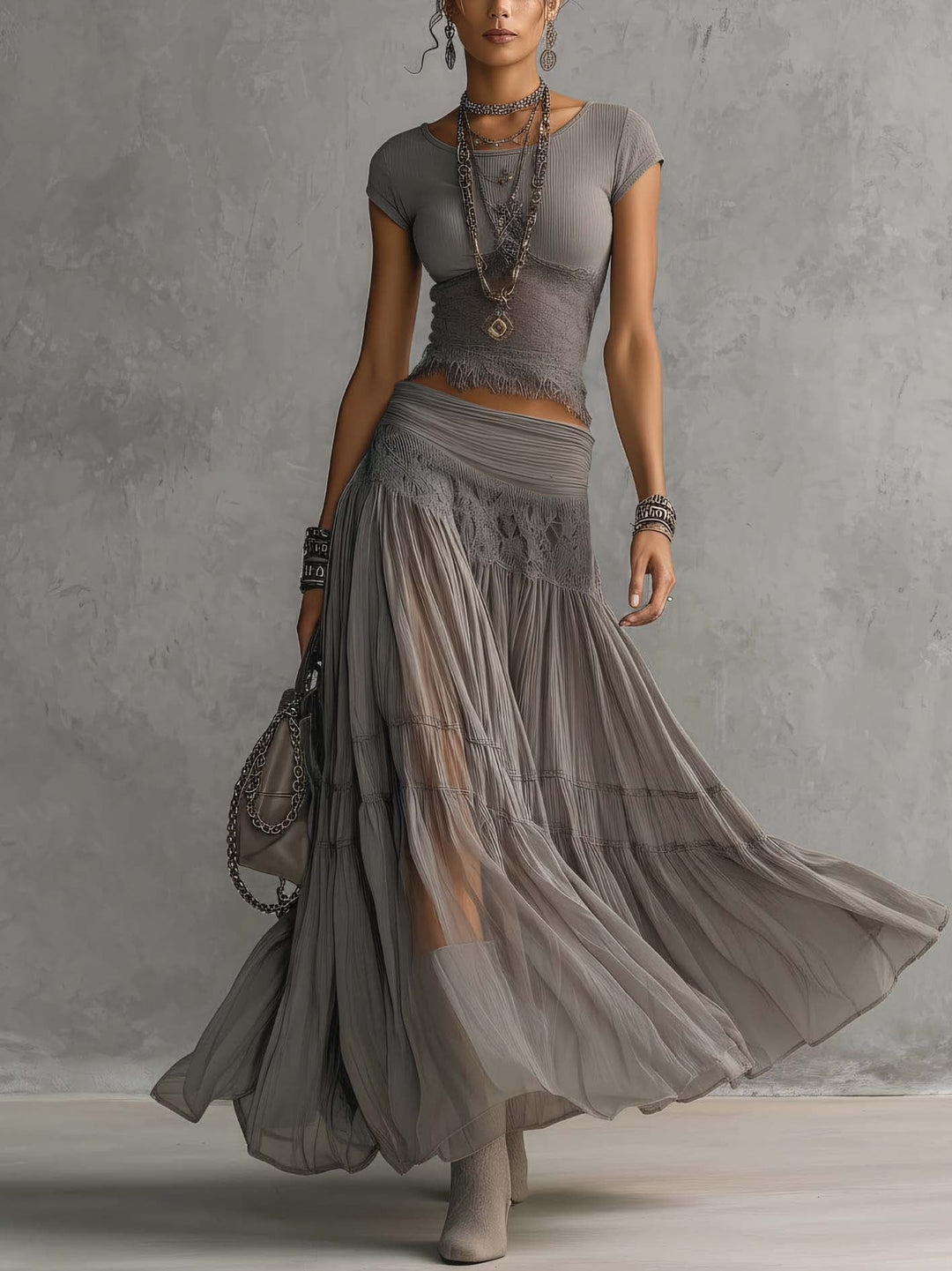 Esmeralda | Sheer Layered Maxi Set