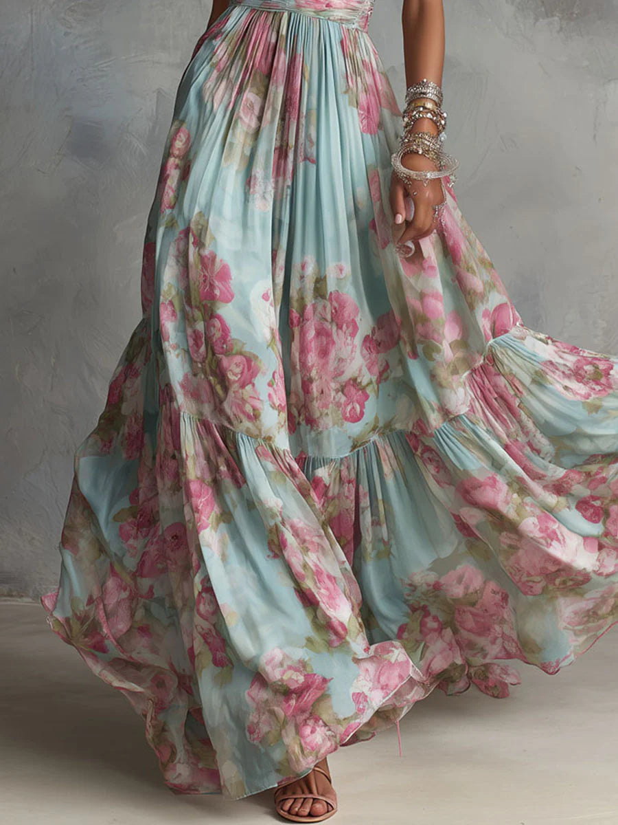 Ivory | Soft Floral Chiffon Maxi