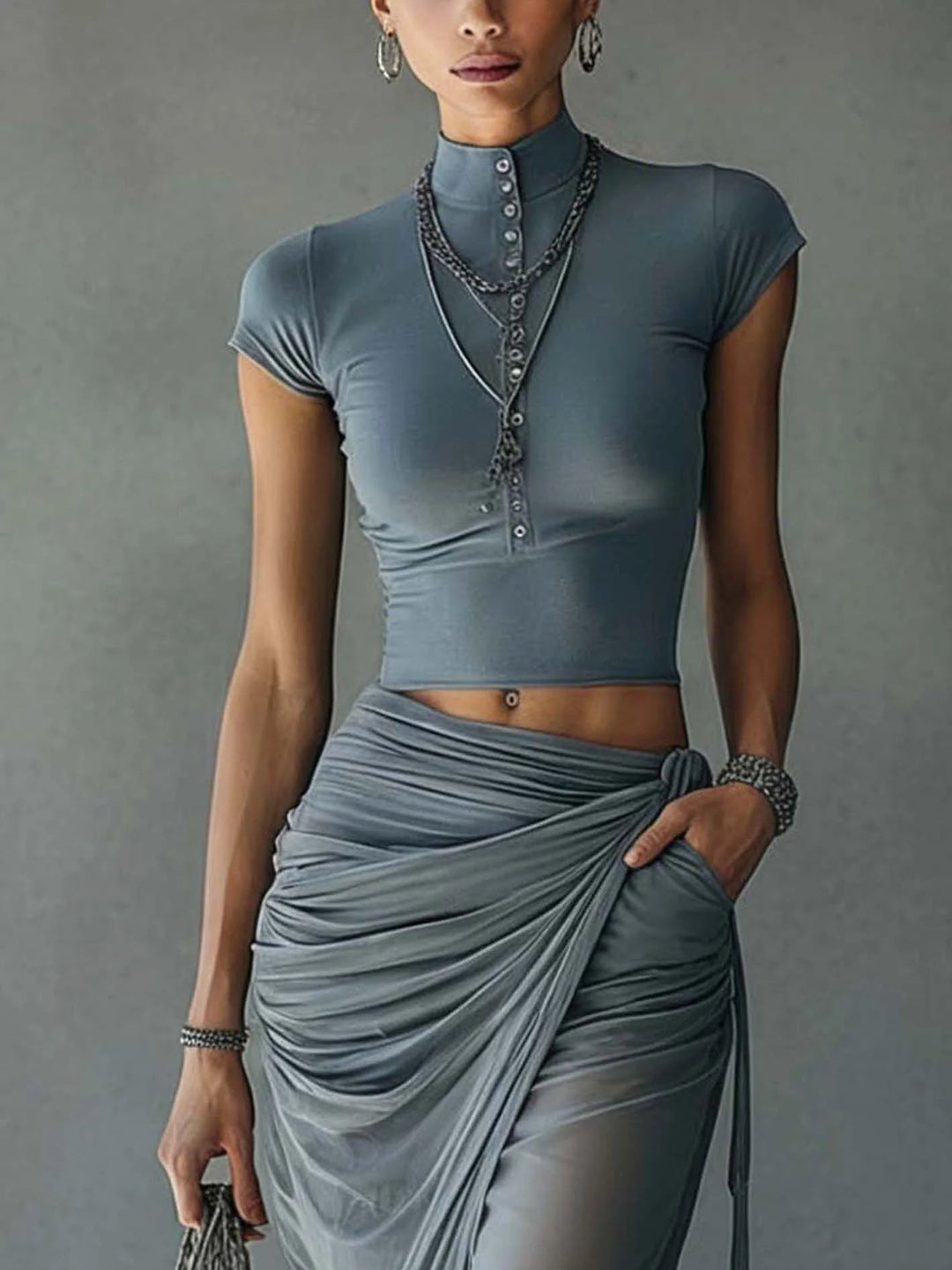 Royal | Sleek Ruched Two-Piece Set