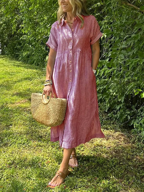 Phoebe | Striped Button-Up Dress