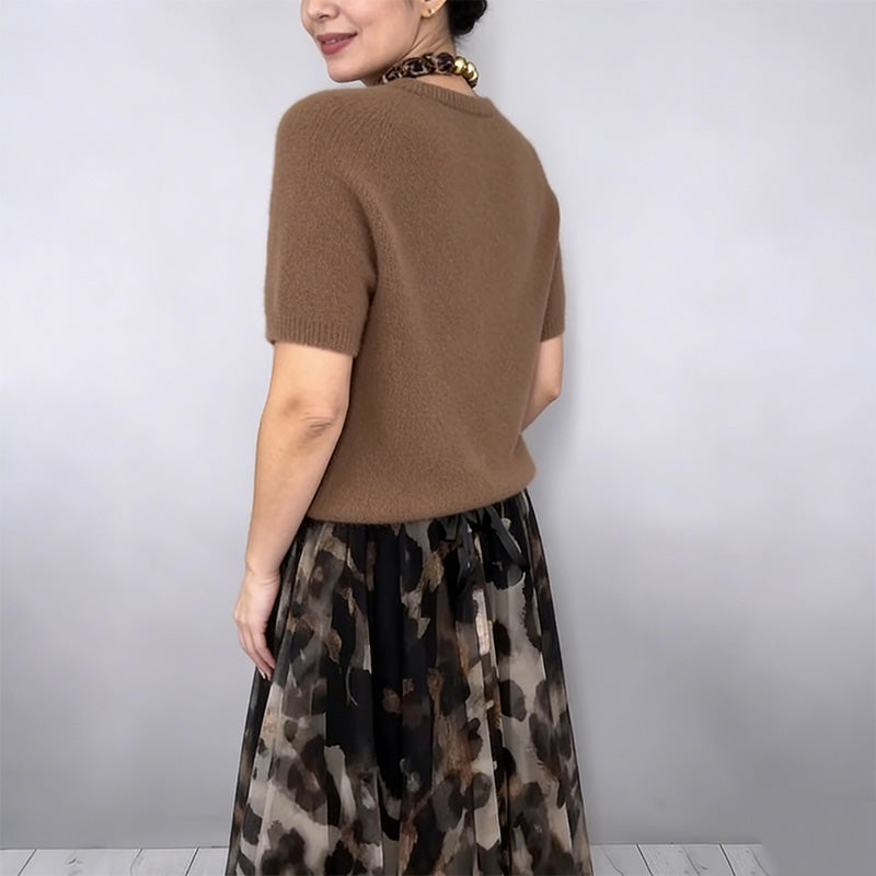 Precious | Leopard Flowy Skirt and Sweater Set