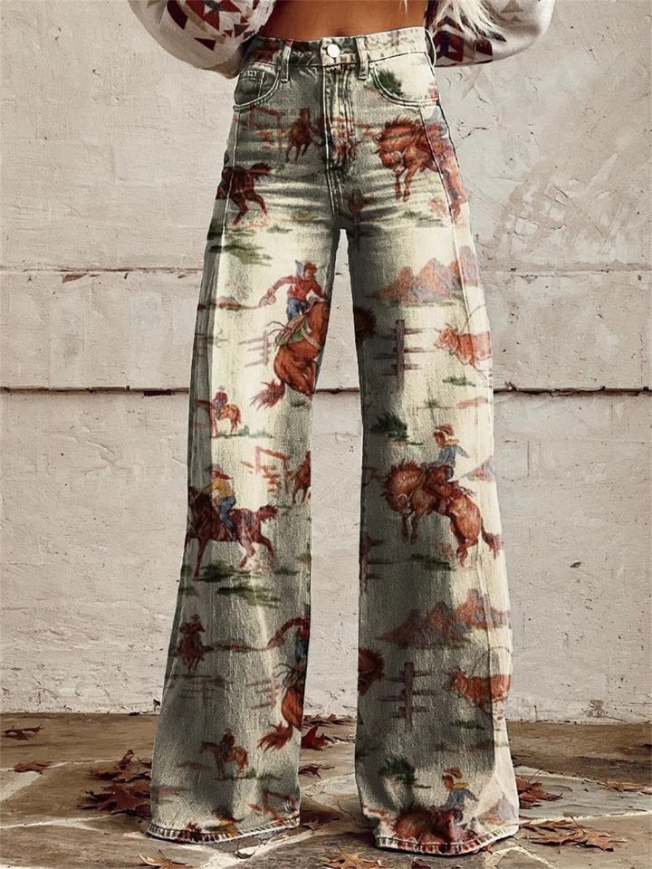 Paula | Vintage Printed Wide Leg Pants