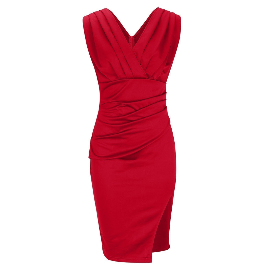 Hattie | Elegant V-Neck Slit Dress