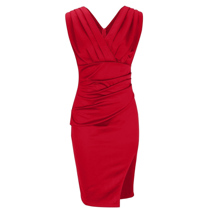 Hattie | Elegant V-Neck Slit Dress