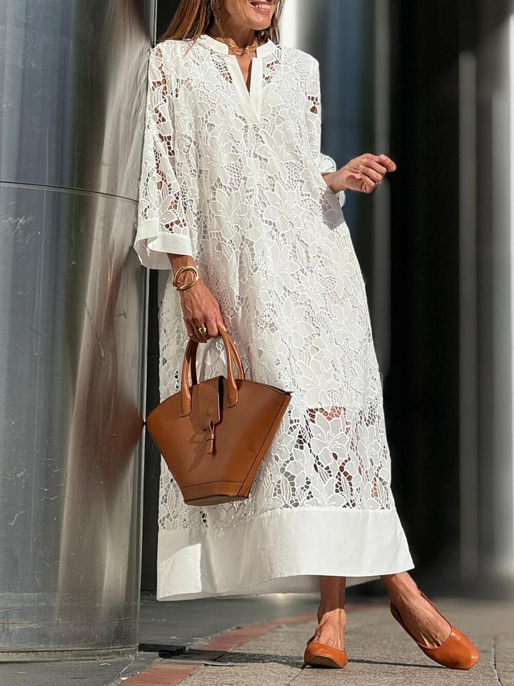 Rosalyn | Beach Glam Flower V-Neck Midi Dress