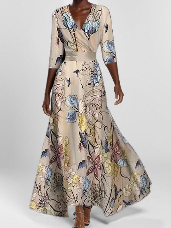 Skyler | Seaside Glam Elegant Mid Sleeve Maxi Dress Ensemble