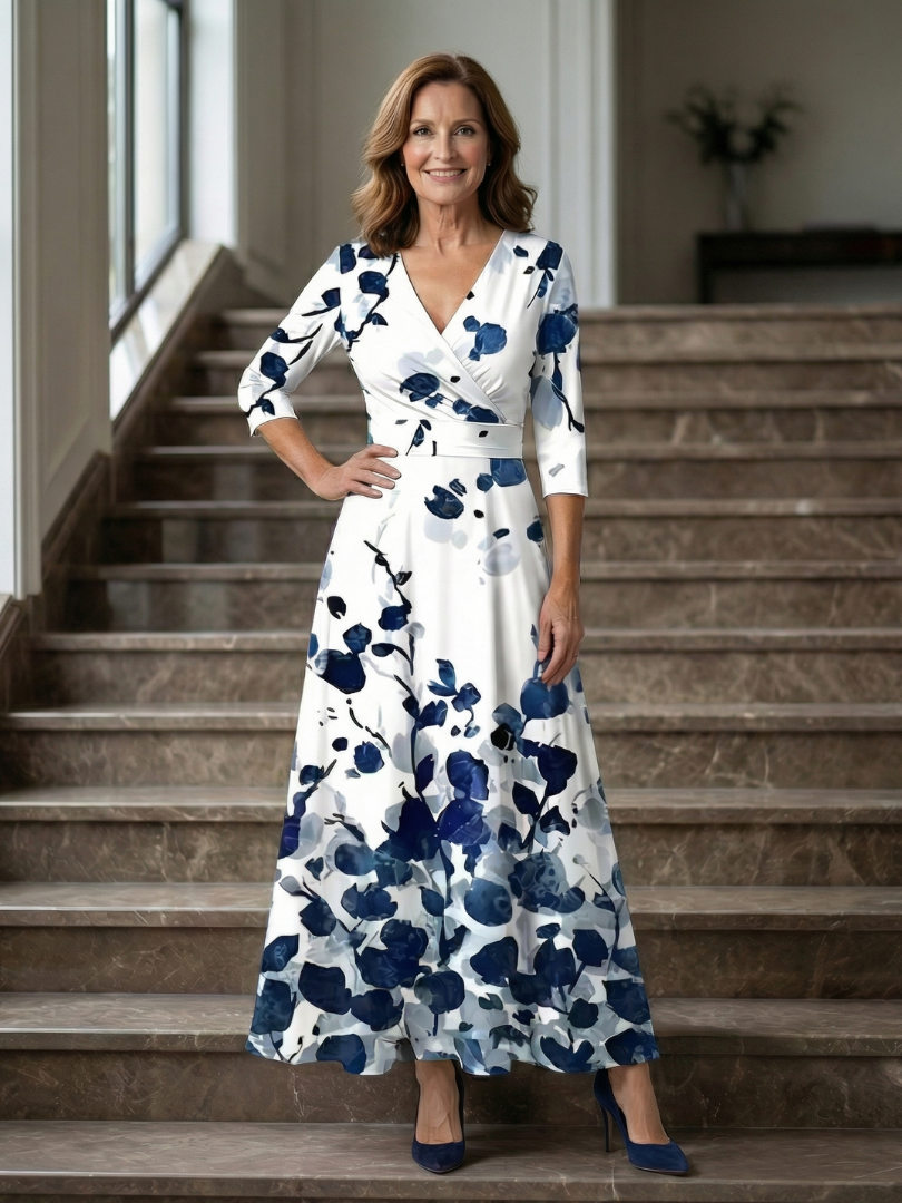 Brya | Cross Wrap Neck Midi Dress