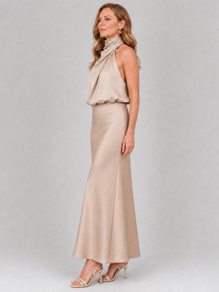 Natalie | Draped Neck Midi Dress