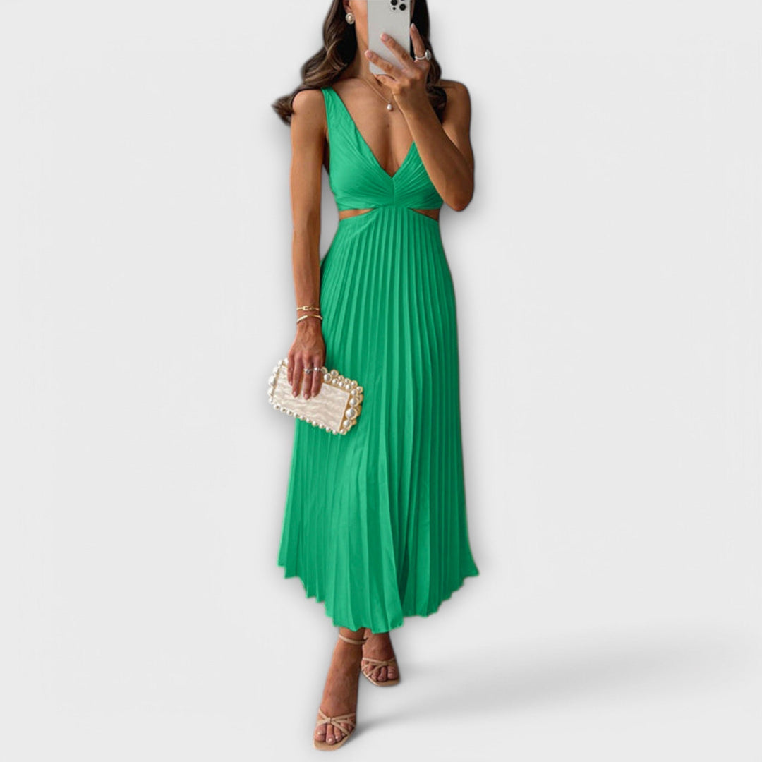 Marian | Elegant Midi Evening Dress with Pleating