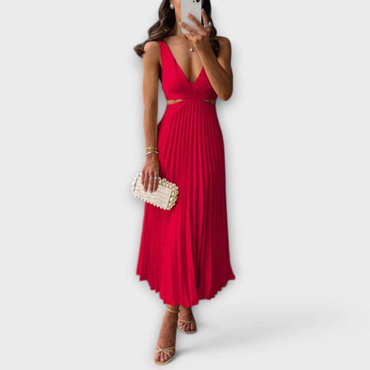 Marian | Elegant Midi Evening Dress with Pleating