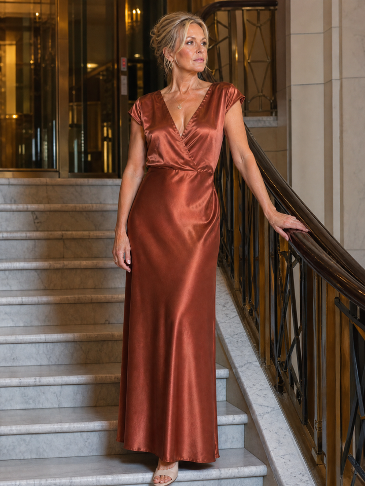 Hazel | Cap Sleeve Wrap Maxi Dress