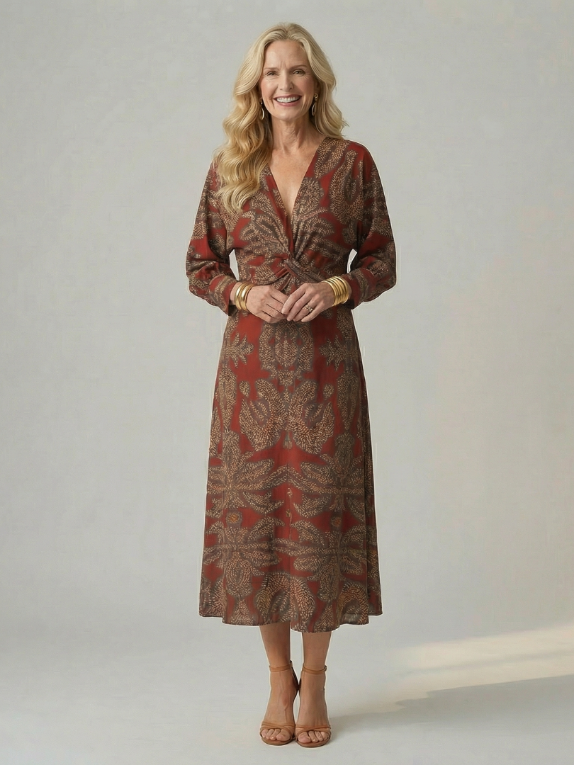 Mikayla | Natural Wrap Midi Dress