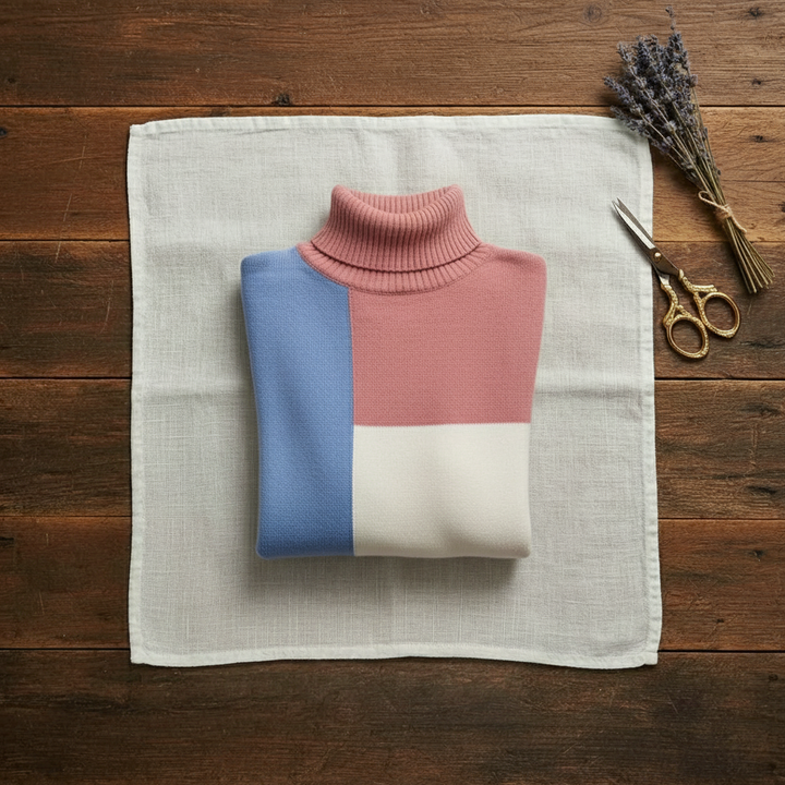 Melinda – Color-block Turtleneck Knit Sweater