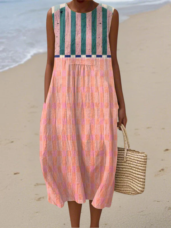 Olwyn | Striped Pastel Midi Dress