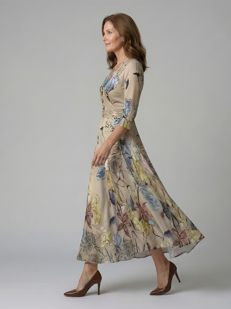 Brya | Cross Wrap Neck Midi Dress
