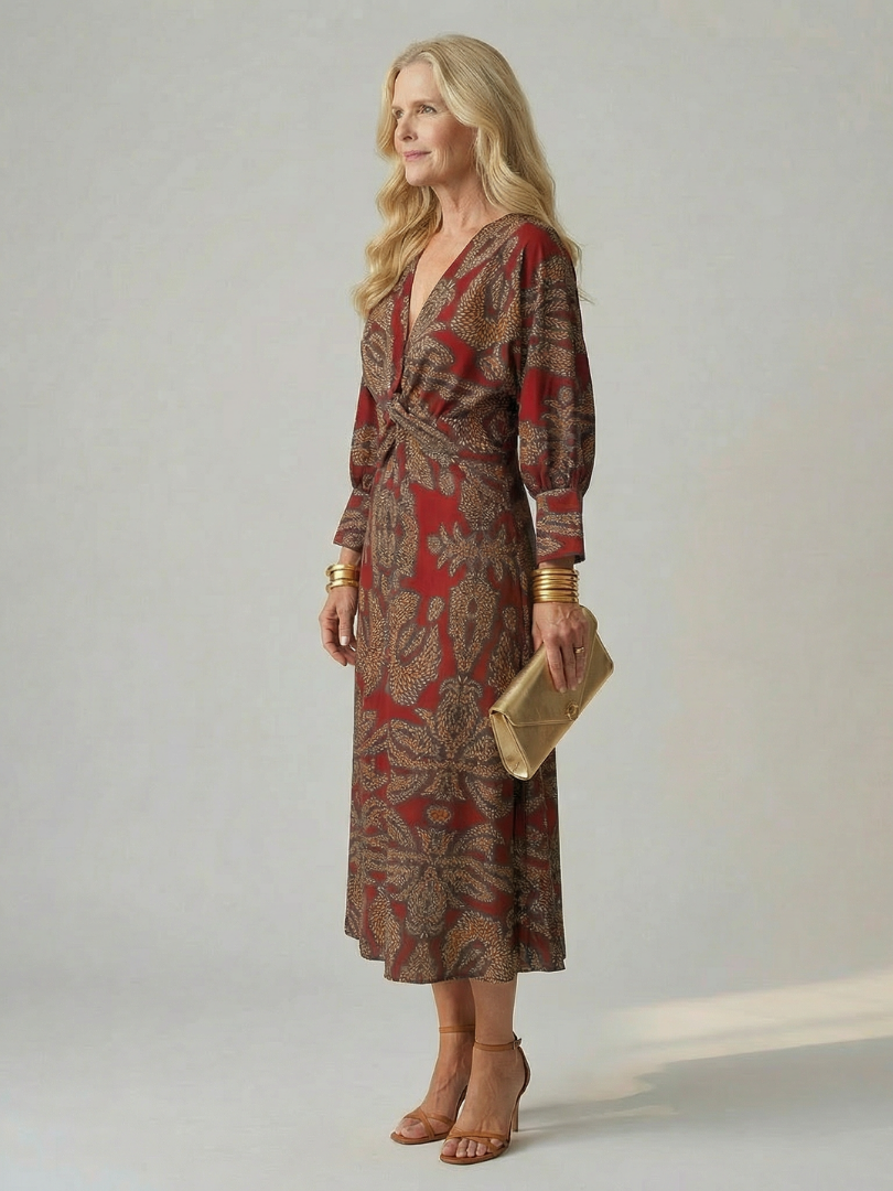 Mikayla | Natural Wrap Midi Dress