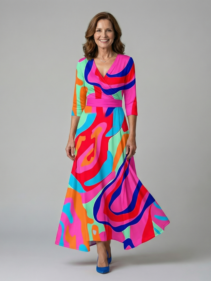 Brya | Cross Wrap Neck Midi Dress