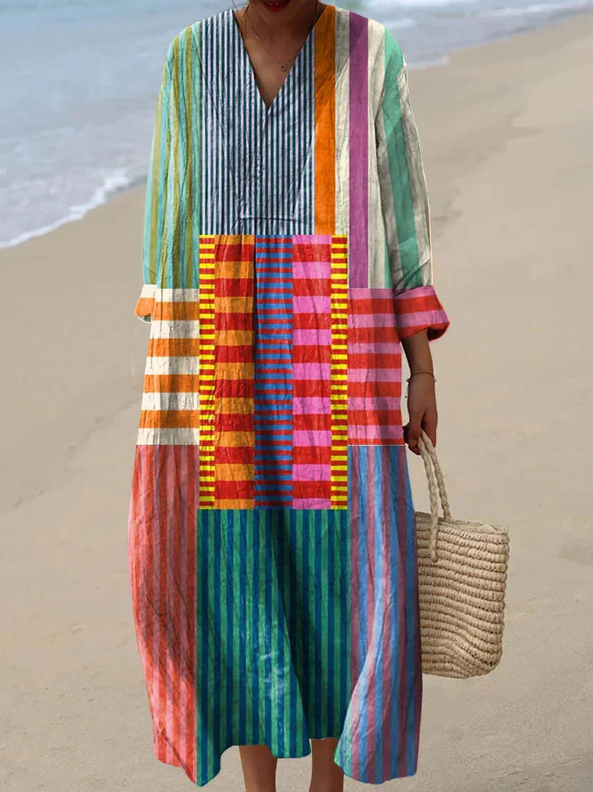 Camille | Multicolor Patchwork Maxi Dress