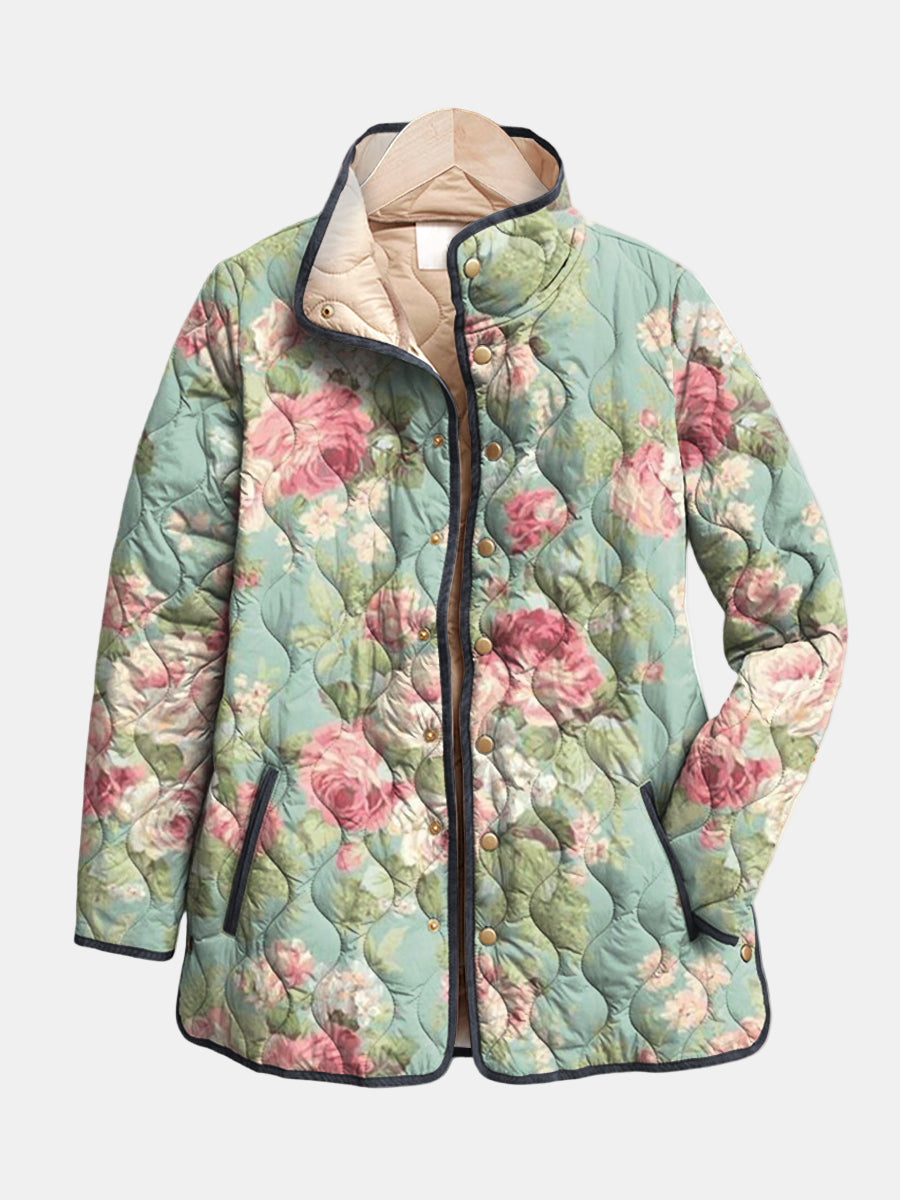 Dora | Retro Floral Patterned Quilted Jacket