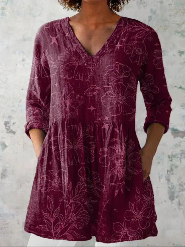 Aria | Morning Glory V-Neck Shirt