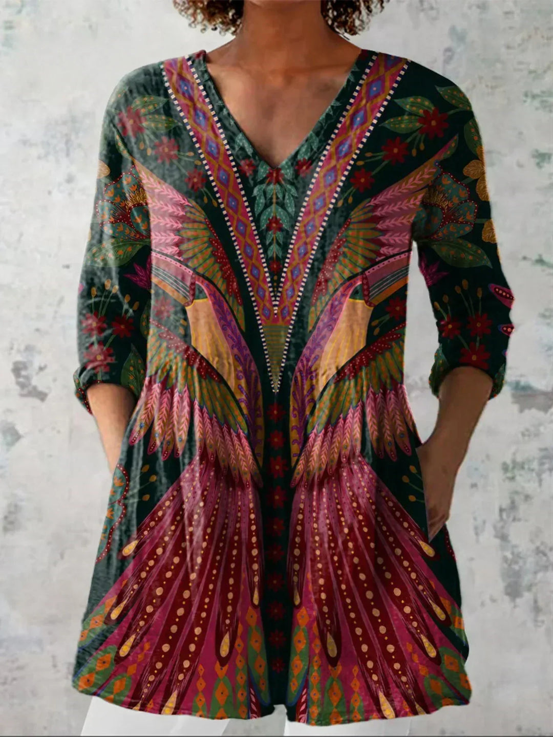 Ruby | Tropical Bird V-Neck Shirt