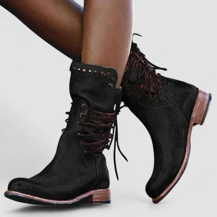 Yolanda – Lace-Up Western Leather Boots
