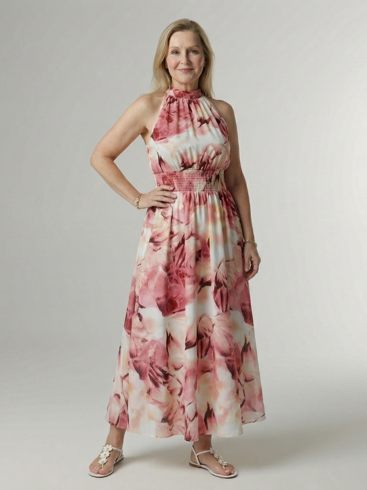 Jayla | Gathered Halter Midi Dress