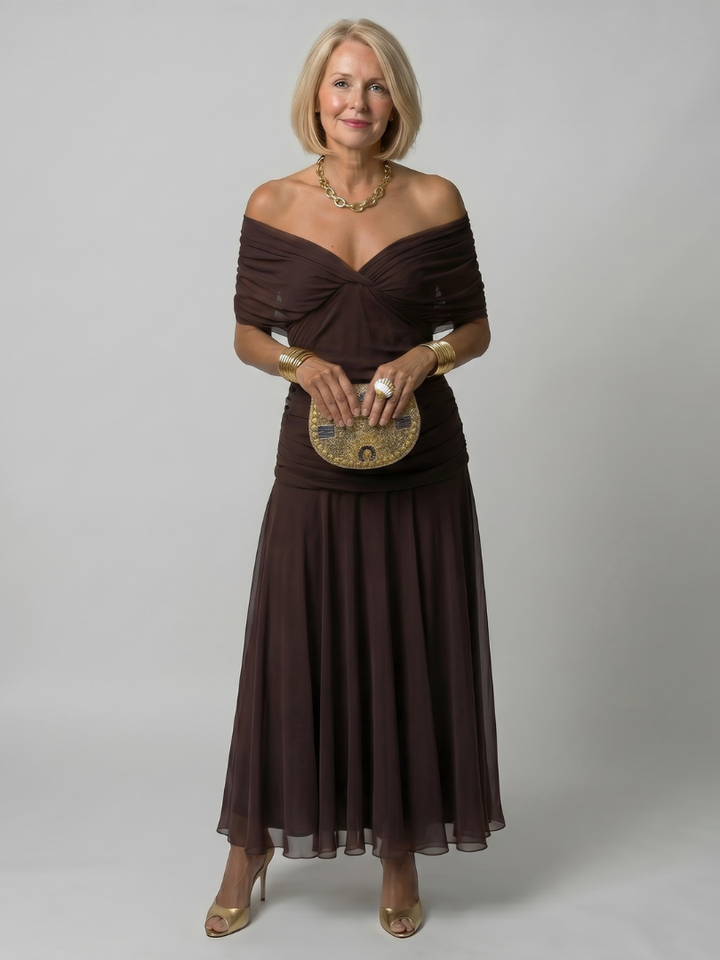 Ava | Off-Shoulder Flow Midi Dress