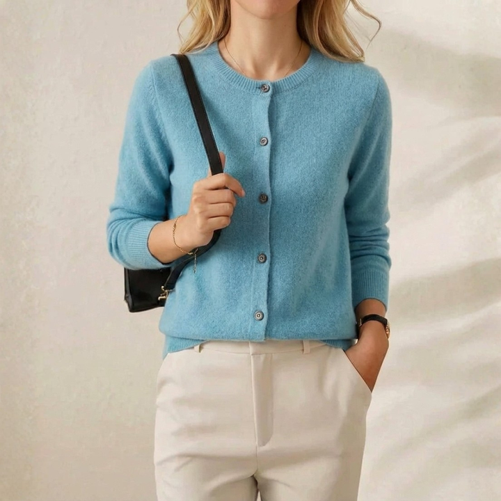 Cassandra – Crew Neck Button Knit Cardigan