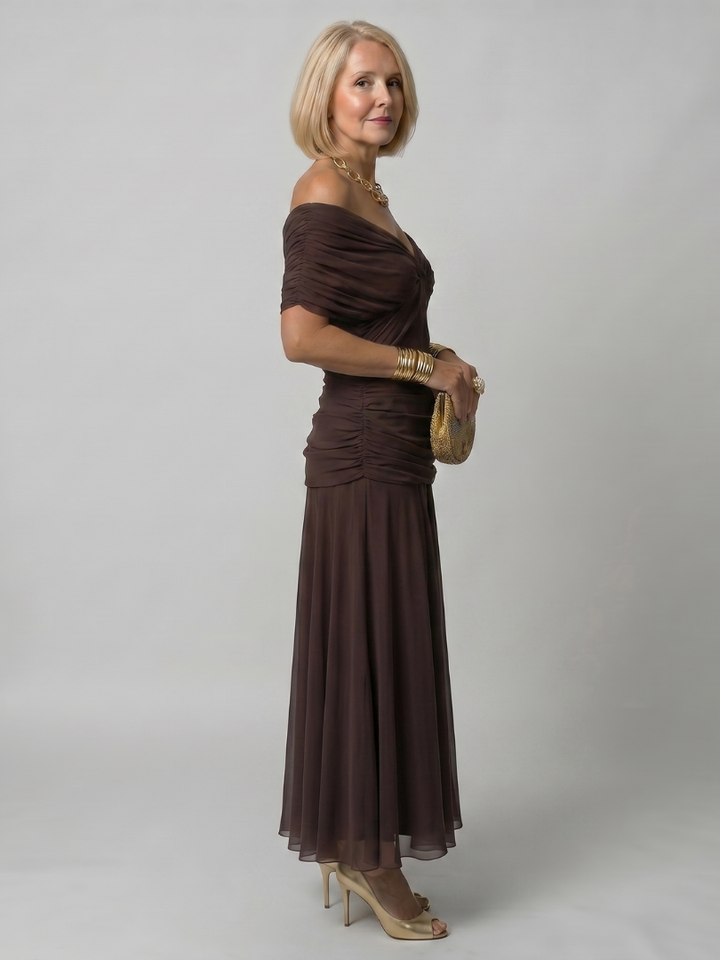 Ava | Off-Shoulder Flow Midi Dress