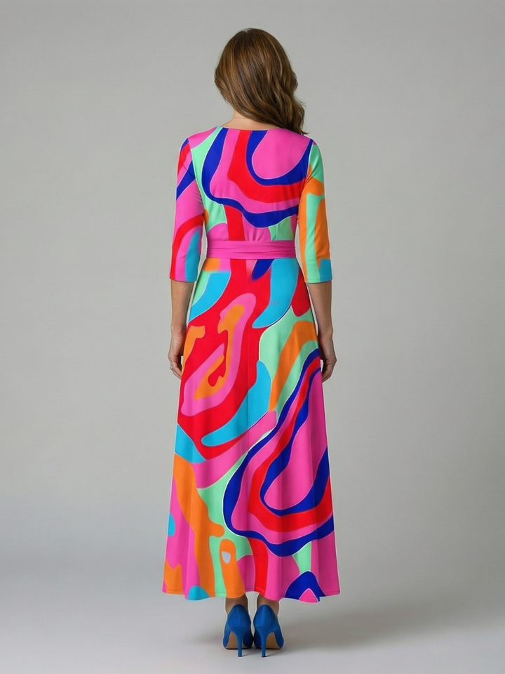Brya | Cross Wrap Neck Midi Dress