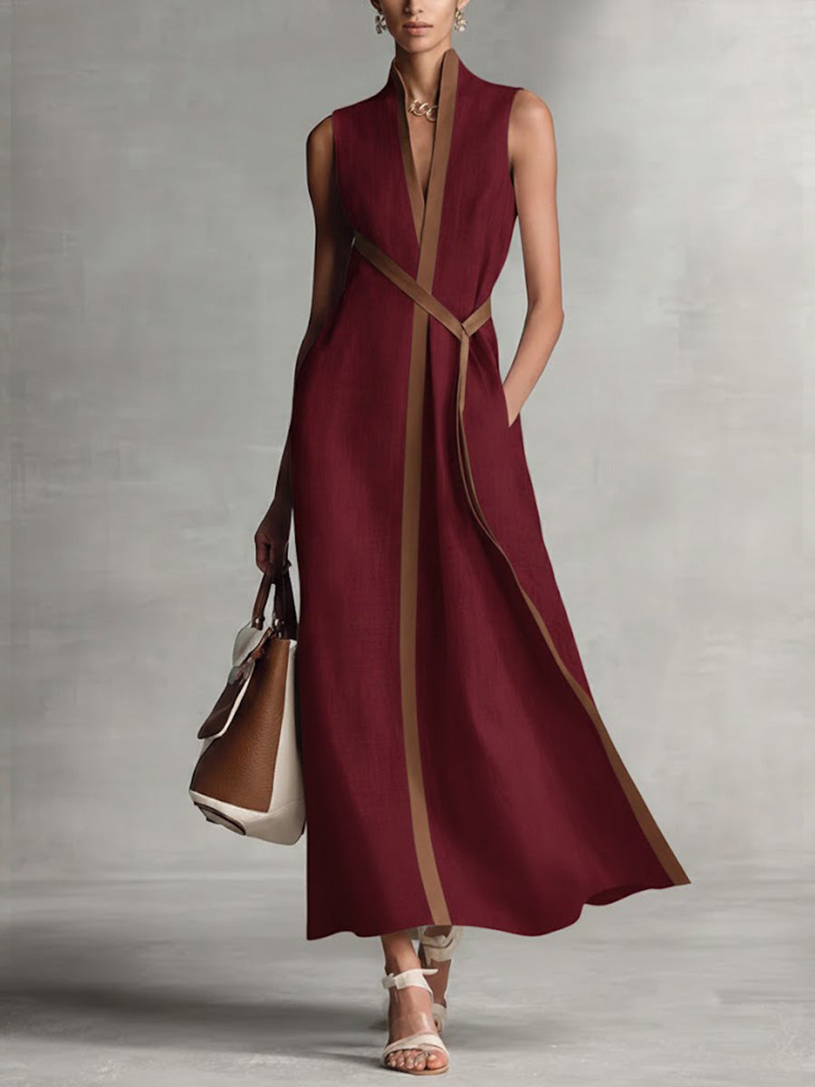 Ruby – Contrast Trim Sleeveless Maxi Dress