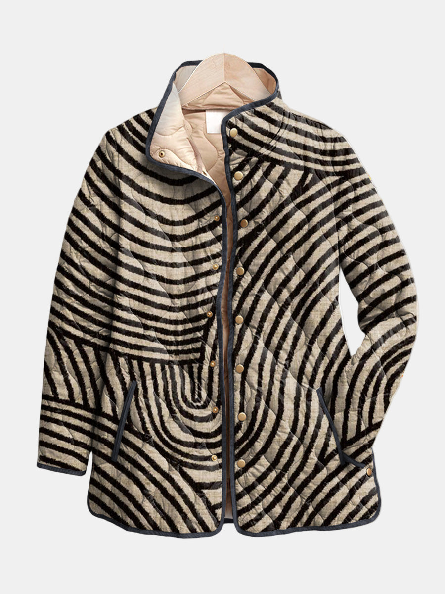 Fortune | Retro Hand-Drawn Circle Design Quilted Jacket