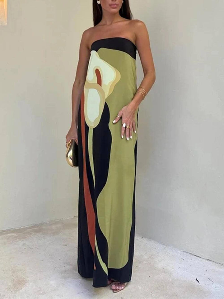 Nala | Coastal Chic Strapless Printed Maxi Party Dress
