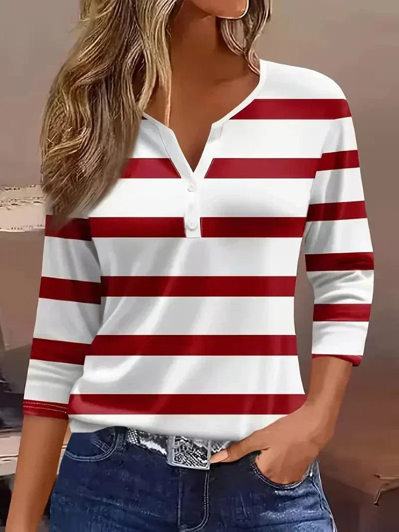 Honey | Striped V-Neck Top