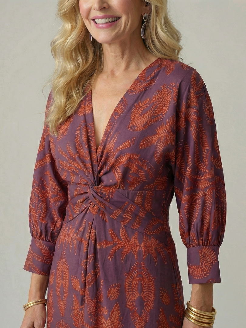 Mikayla | Natural Wrap Midi Dress