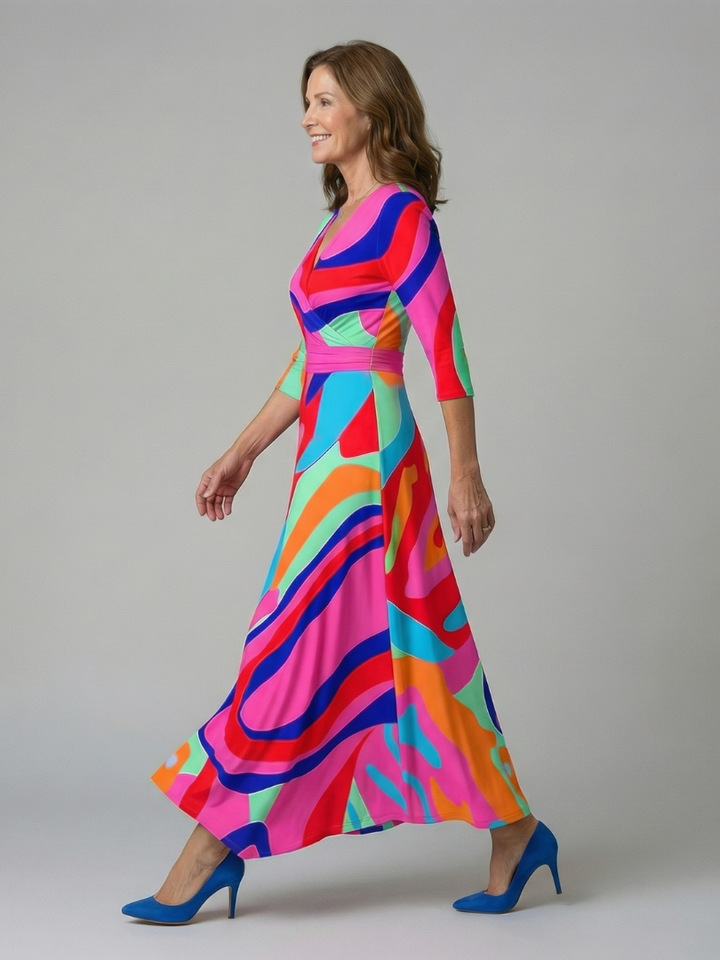 Brya | Cross Wrap Neck Midi Dress