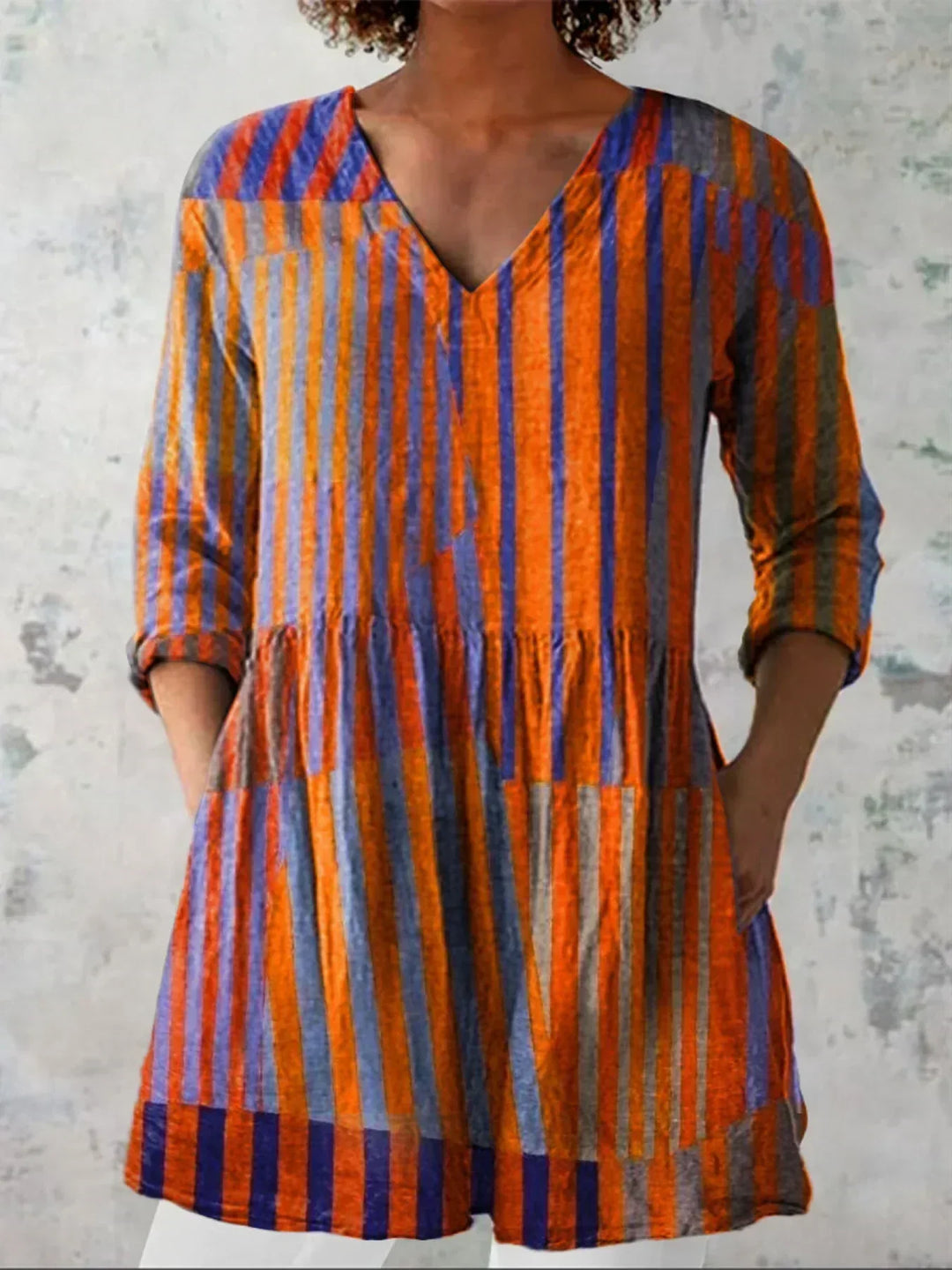 Layla | Colorblock Stripe V-Neck Shirt