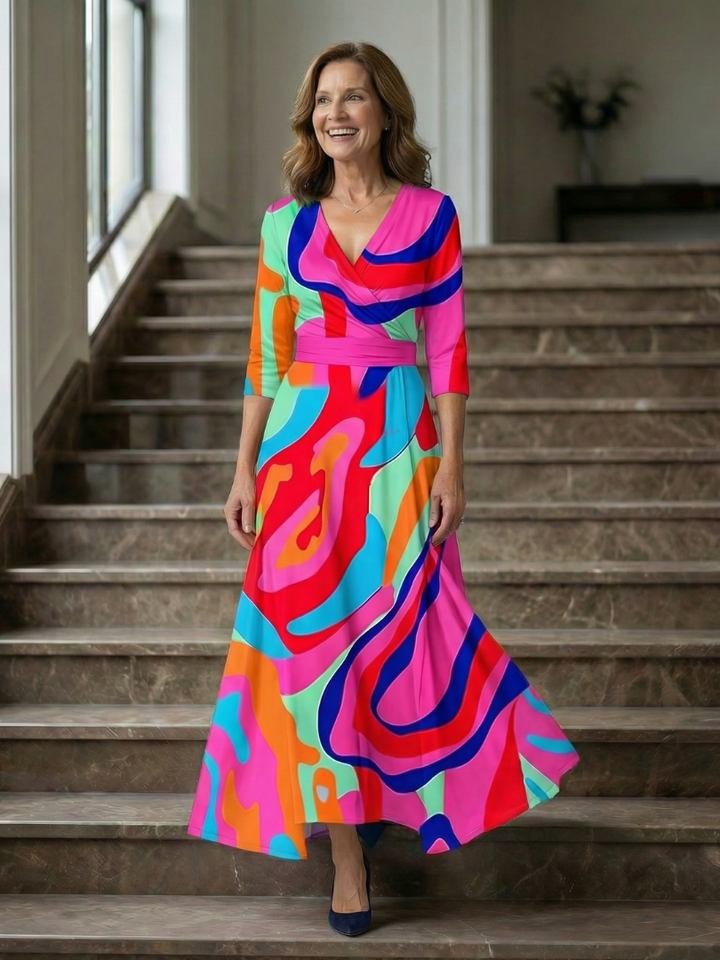 Brya | Cross Wrap Neck Midi Dress