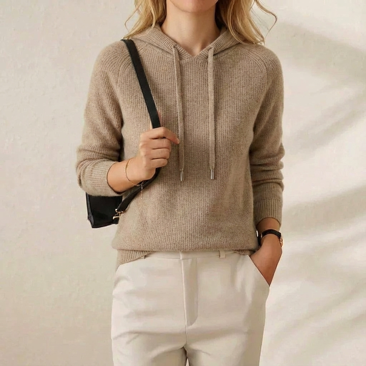 Sondra – Knit Hooded Sweater with Drawstring
