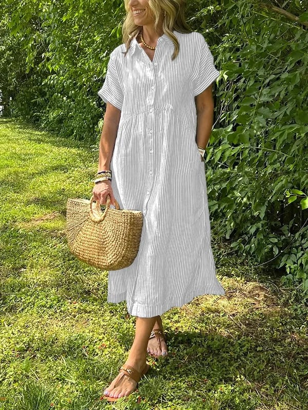 Phoebe | Striped Button-Up Dress
