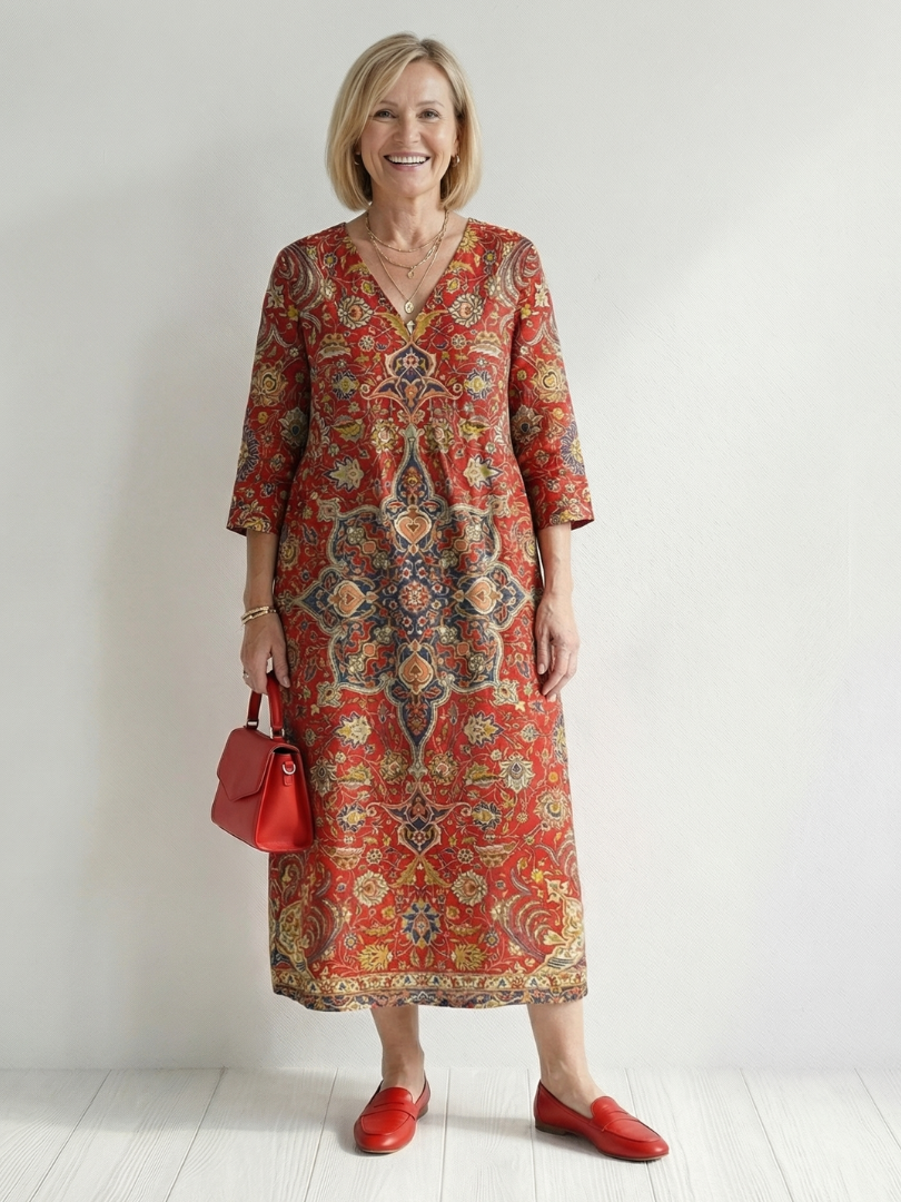 Kiana | Ease Patchwork Midi Dress