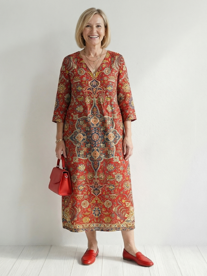 Kiana | Ease Patchwork Midi Dress