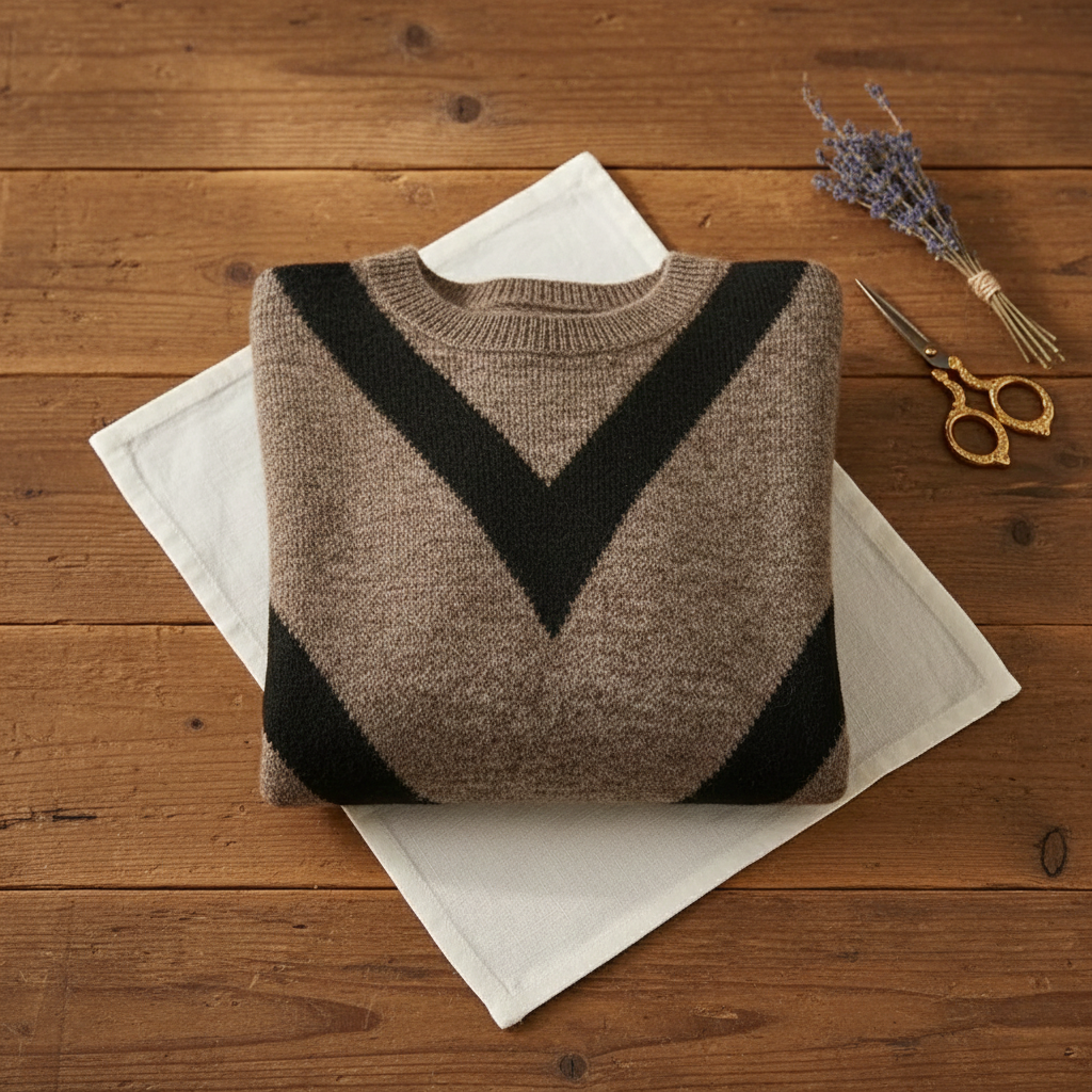 Arlene – Chevron V-Pattern Knit Sweater