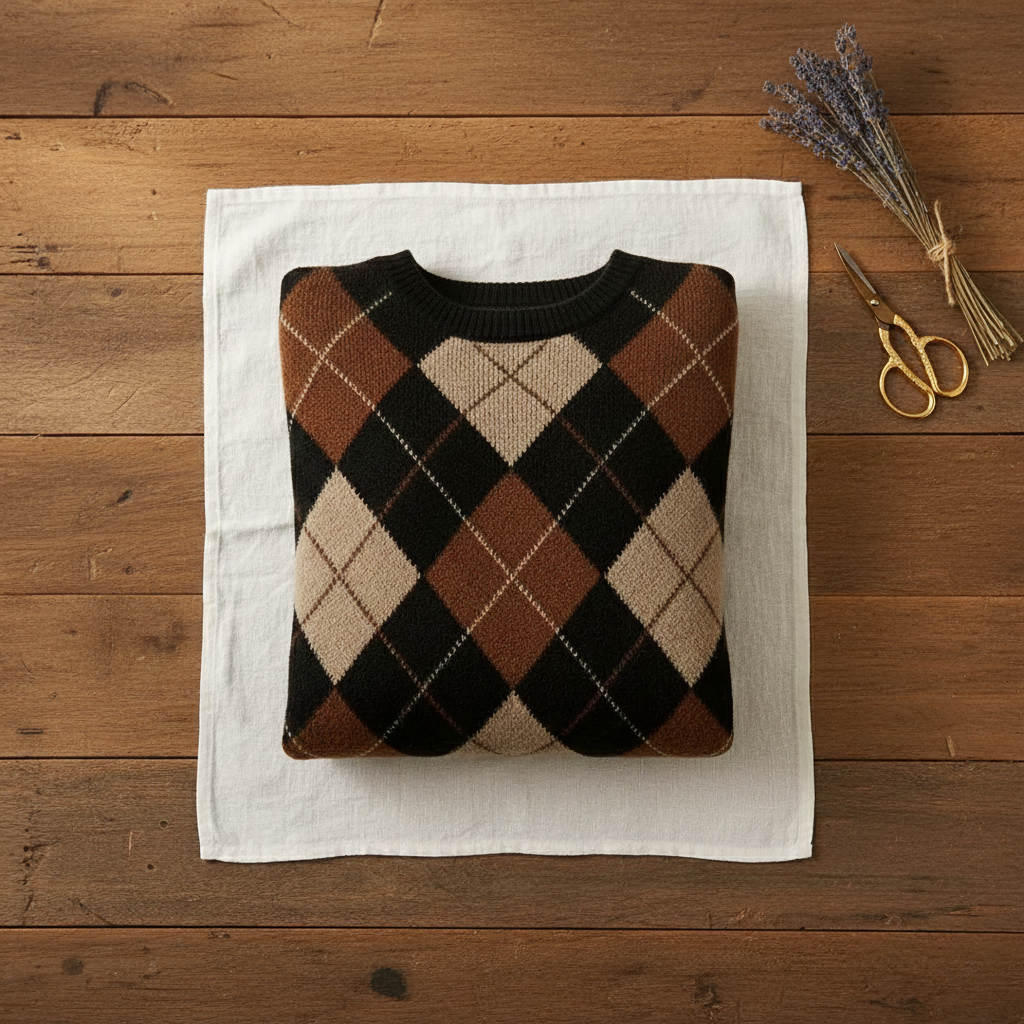 Maxine – Argyle Knit Crewneck Sweater