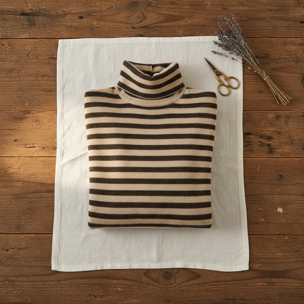 Millicent – Striped Turtleneck Knit Sweater