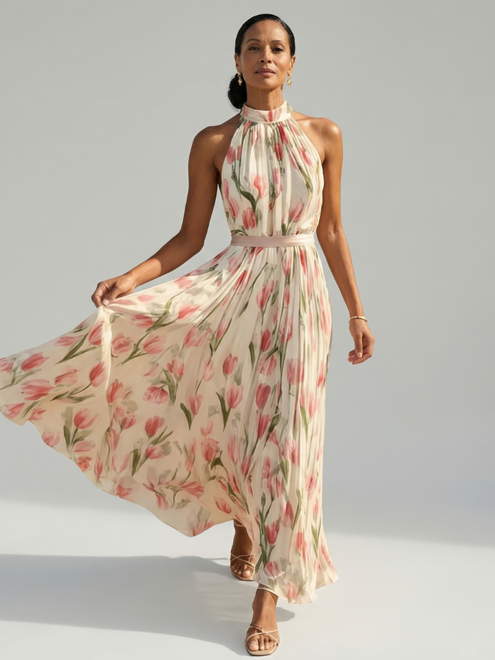 Merit | Halter Neck Floral Midi Dress