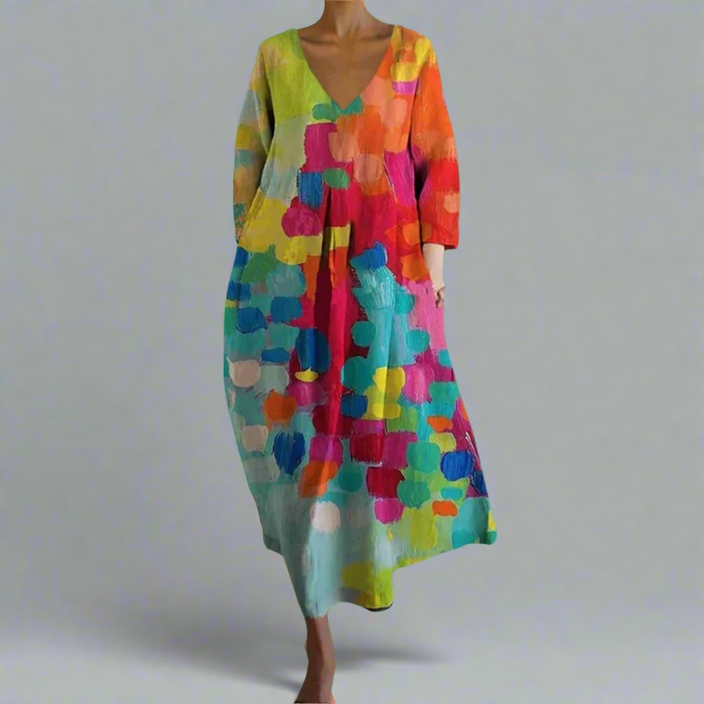 Elspeth | Colorful Dress with V-Neck