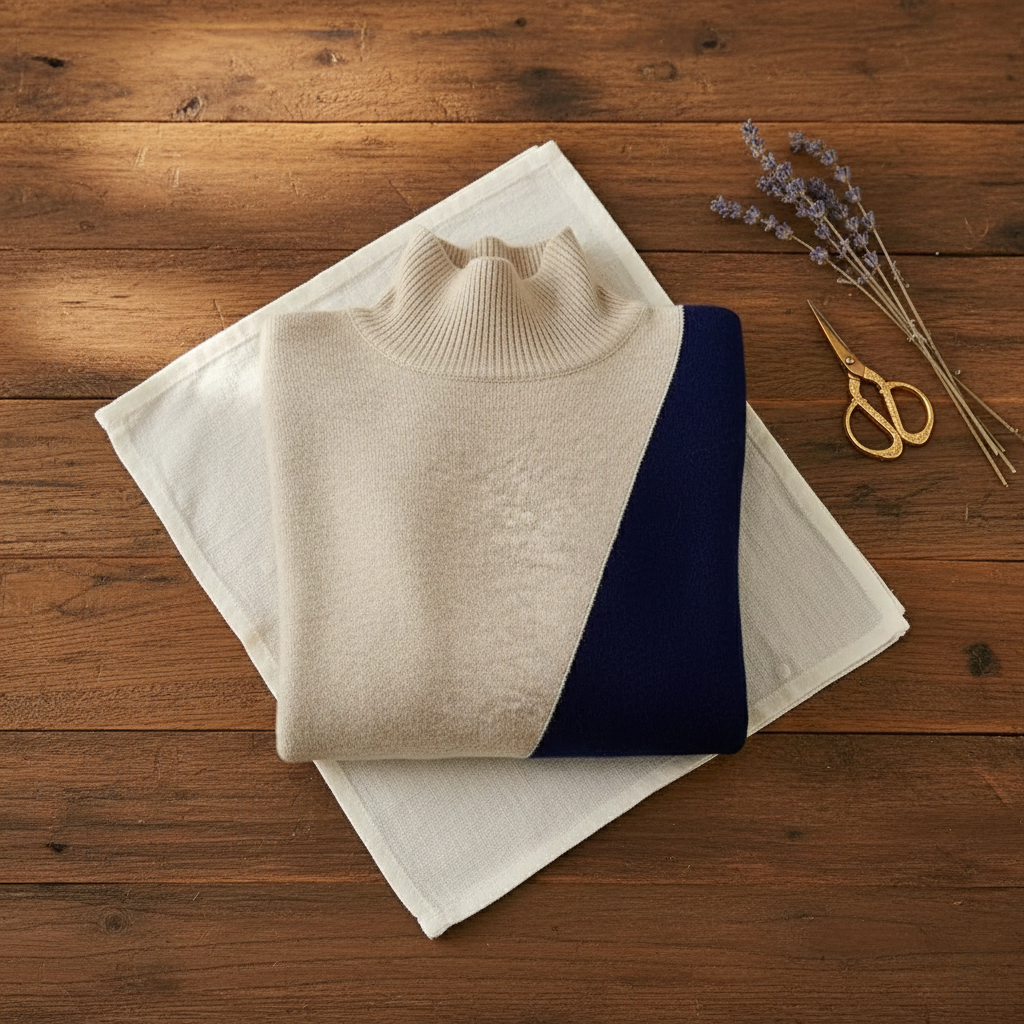 Leslie – Color-block Turtleneck Knit Sweater