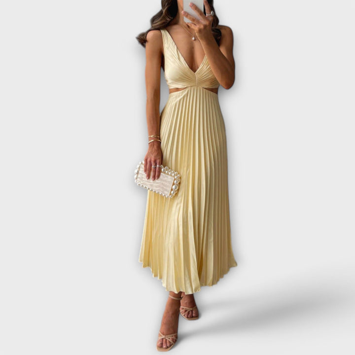 Marian | Elegant Midi Evening Dress with Pleating